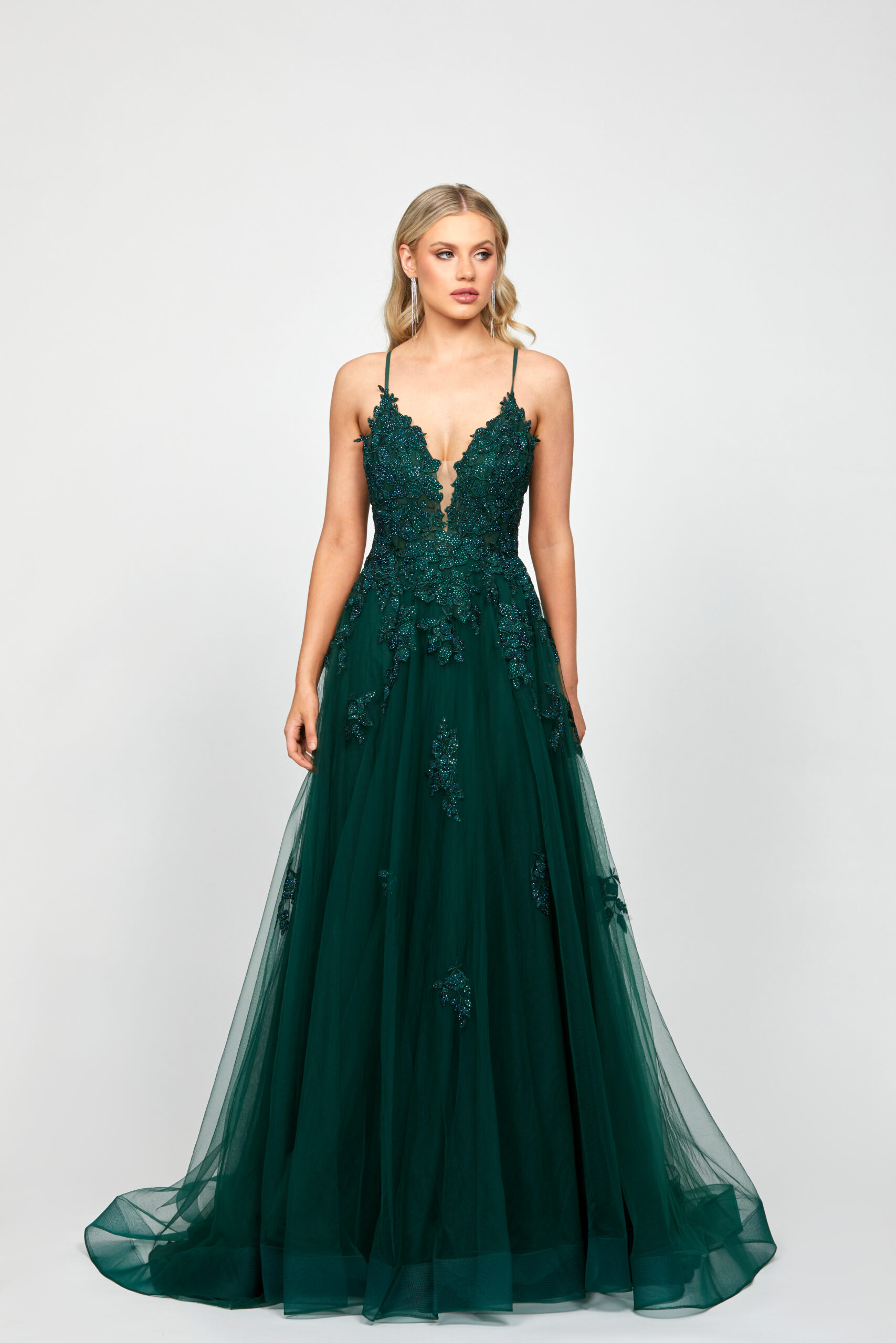 Alie Plunging Ball Gown by Bariano